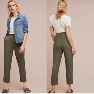 The Essential Pull-On Trouser by Anthropologie Green Dress Pants Size Small Crop